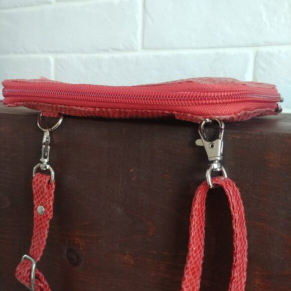 Latico genuine leather snakeskin look dark burnt orange small bag purse - Picture 5 of 16